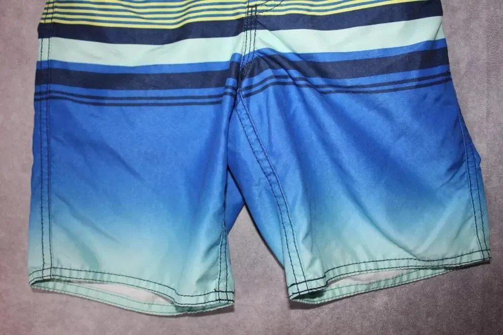 Old Navy Swim Shorts Boys S Blue Striped Elastic Waist Drawstring Polyester